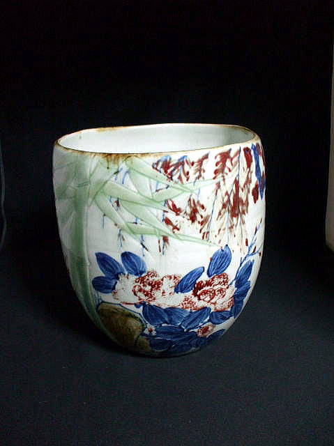 陶芸作家　　釉裏紅五彩壺　　　景徳鎮