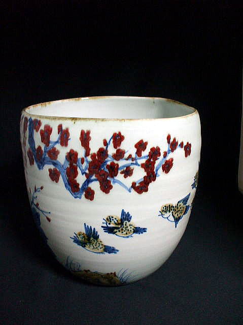 681 菓子鉢 魚の絵 釉裏紅 嘉祥 景徳鎮 茶道具 茶道 大鉢 煮物椀