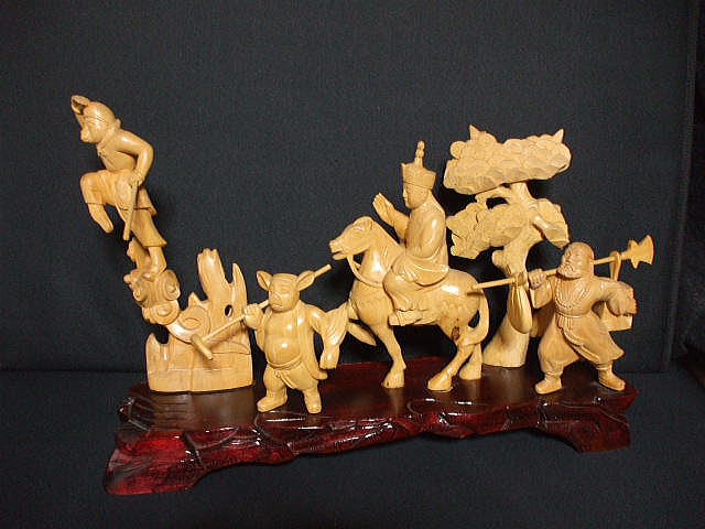 中国歴史人物　木彫：西遊記