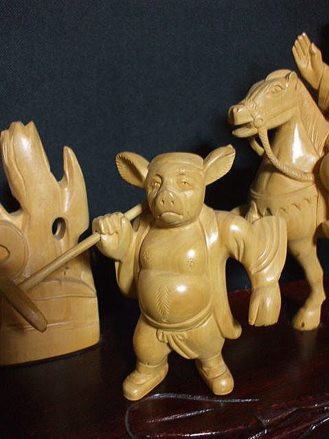 中国歴史人物　木彫：西遊記