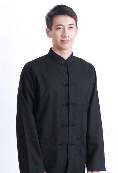 長袖チャイナ服 「ラグラン袖・黒」 中国伝統服