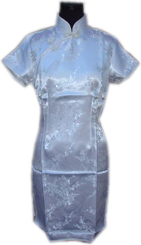 中国服　ミモレチャイナドレス　「白・梅柄」