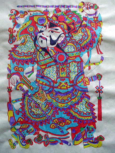 中国版画　　　年画　「門神：敬徳（けいとく）」　　福